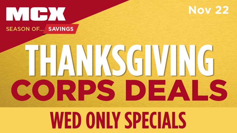MCX: Thanksgiving Week Deals – Wednesday Only Specials